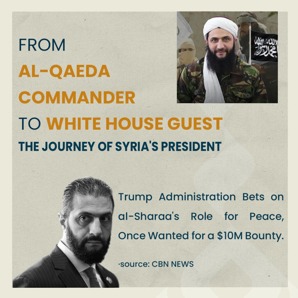 From Al-Qaeda Commander to White House Guest: The Journey of Syria's President.