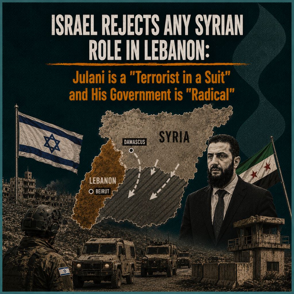 Israel Rejects Any Syrian Role in Lebanon: Julani is a "Terrorist in a Suit" and His Government is "Radical"