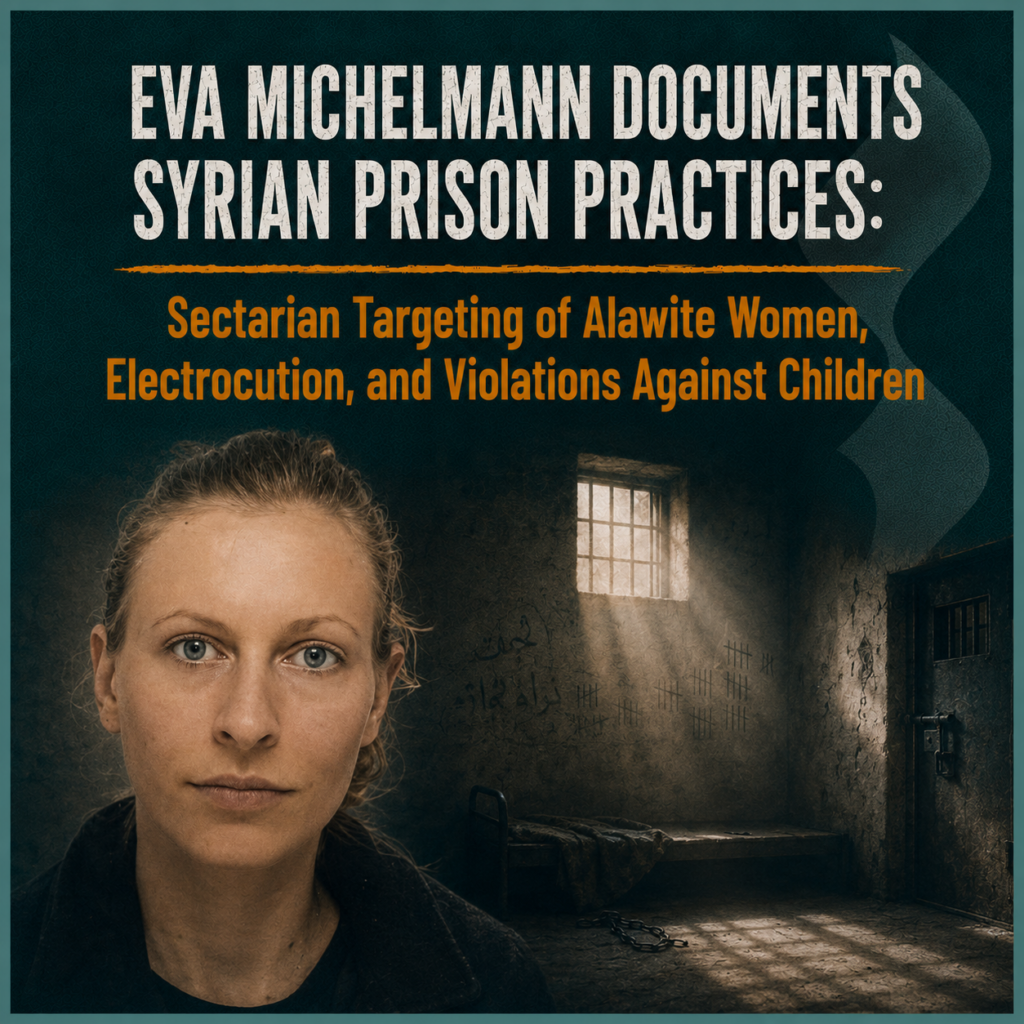 Eva Michelmann Documents Syrian Prison Practices: Sectarian Targeting of Alawite Women, Electrocution, and Violations Against Children