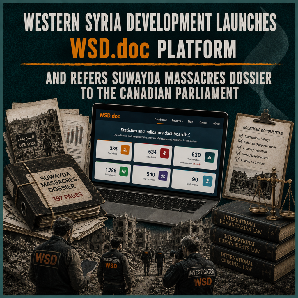 Western Syria Development Launches WSD.doc Platform and Refers Suwayda Massacres Dossier to the Canadian Parliament